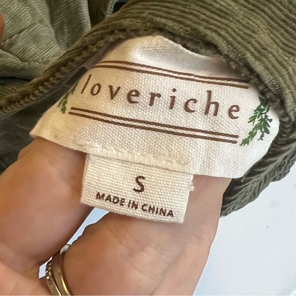 NWOT Love Riche Corduroy Jumpsuit Olive Green 100% Cotton - Picture 5 of 7